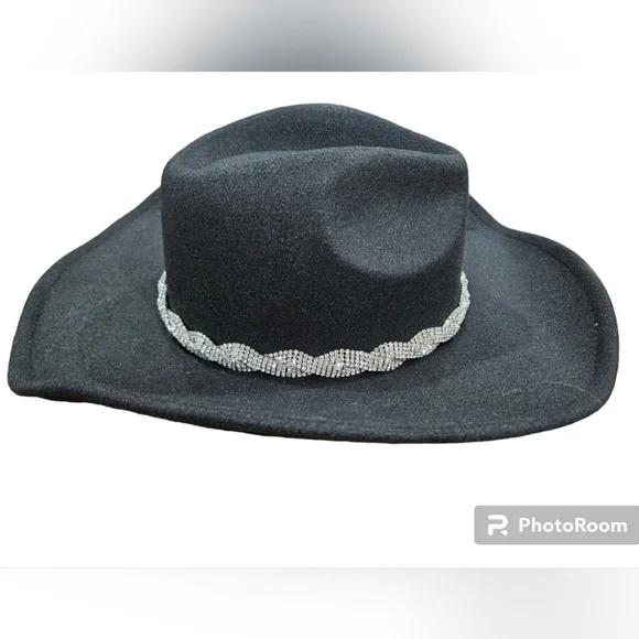 Cowgirl Hat Black with Rhinestone Details - Picture 2 of 8